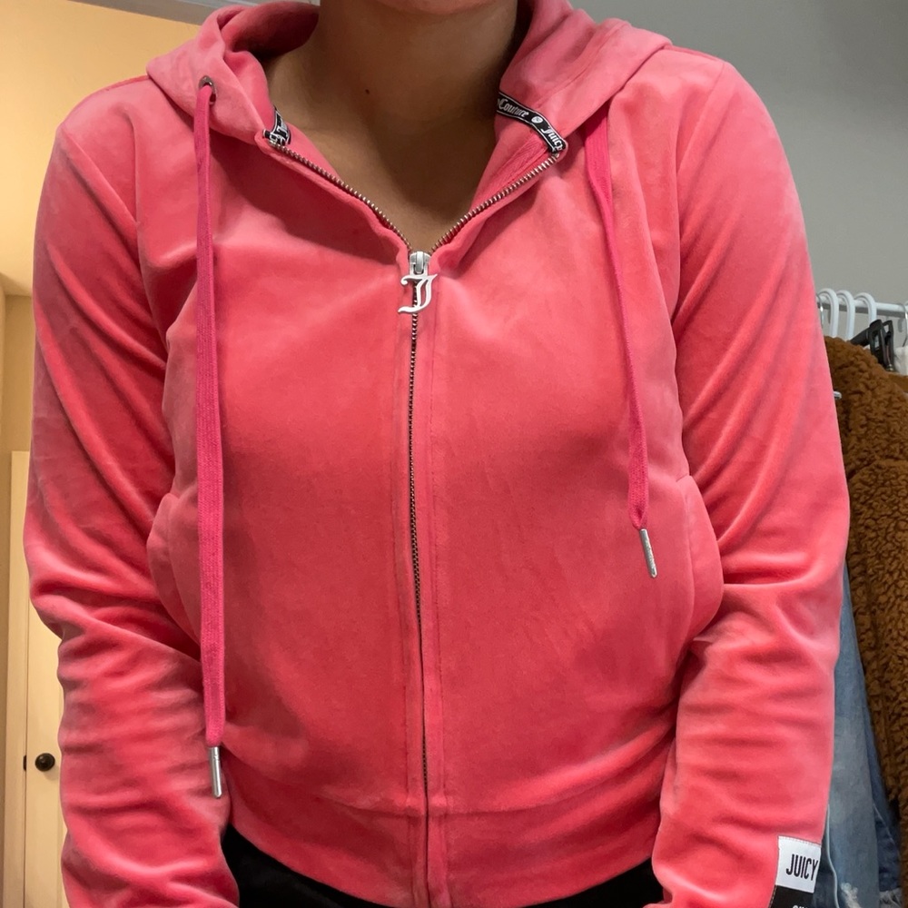 Juicy couture hot pink zip-up hoodie small